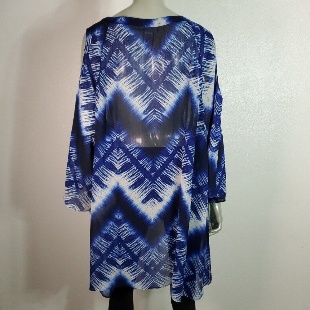 Catherines‎ Top Plus Size 3X 26/28W Tunic Cold Shoulder Sheer Beaded Blue - Picture 4 of 6